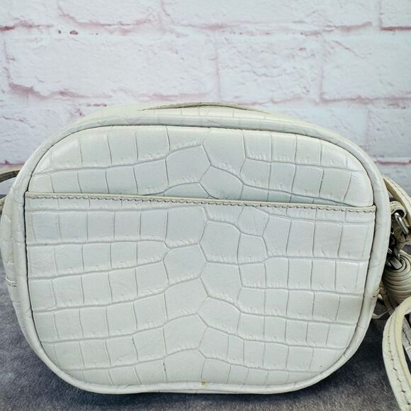 Yves Saint Laurent White Croc-Embossed Leather Blogger Crossbody Bag - Picture 3 of 12
